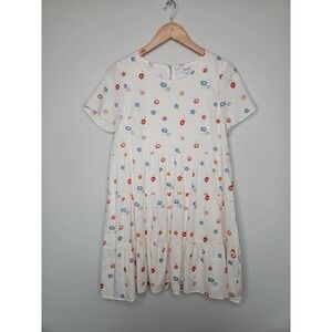 Madewell Tiered Mini Dress L Clipdot Floral Heyday Cotton CottageCore Boho Chic